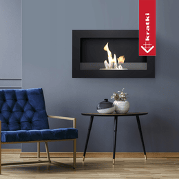 Wall mounted Bioethanol fireplace GOLF2 TÜV with glazing