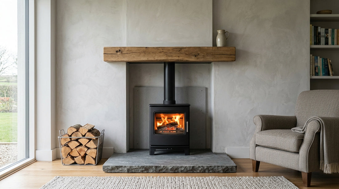 Wood burning stove clearance distances Ireland: wall, furniture and beam guide