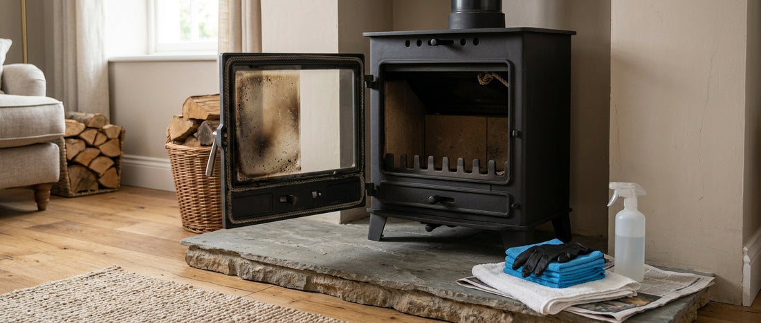 Wood burning stove glass cleaning Ireland: causes of soot and best methods