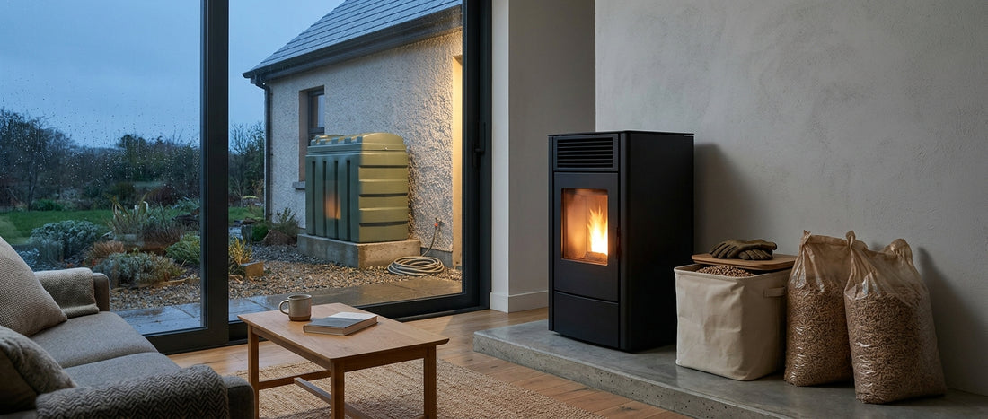 Wood pellet stove running costs vs oil heating Ireland comparison