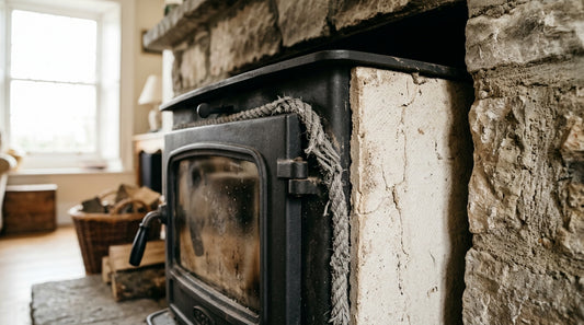 Wood burning stove asbestos safety Ireland: old liners, rope seals and safe removal