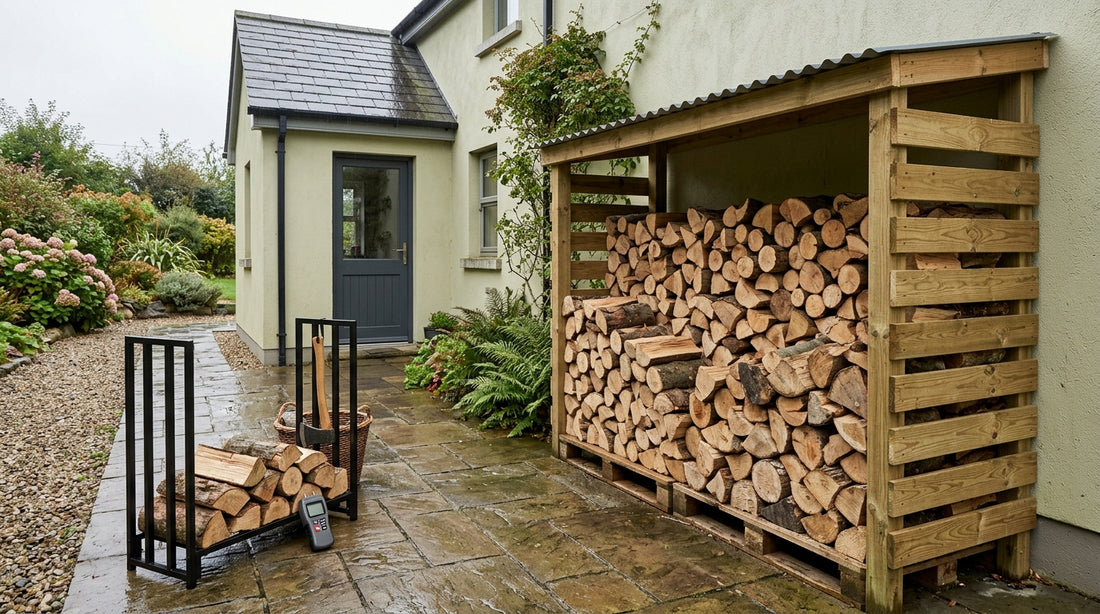 Wood burning stove fuel storage Ireland: logs, pellets and safety