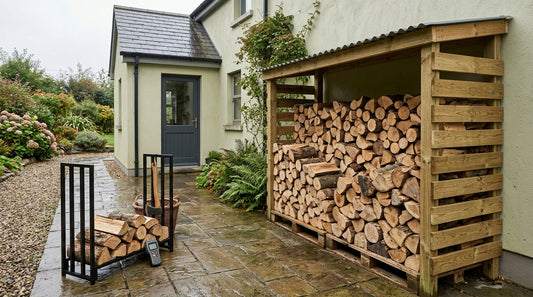 Wood burning stove fuel storage Ireland: logs, pellets and safety