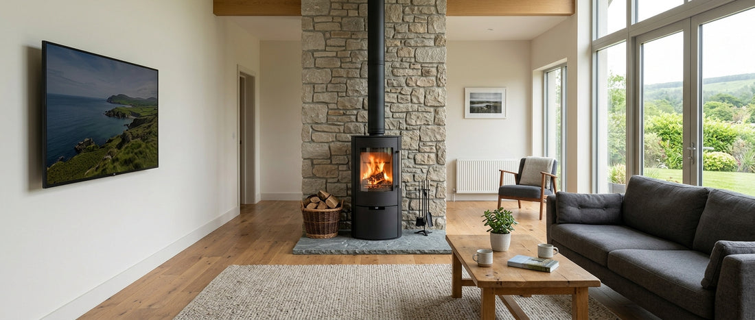 Wood burning stove distance from TV Ireland safety guide