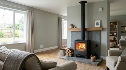 Wood burning stove bungalow layouts Ireland: sizing and flue guide