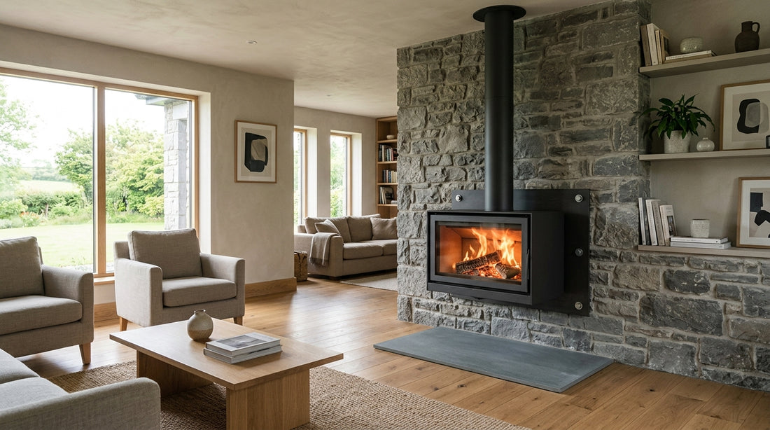 Wall mounted wood burning stoves Ireland: bracket loads and height guide