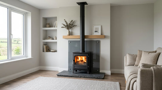 Wood burning stove splashback ideas Ireland: wall protection and design guide