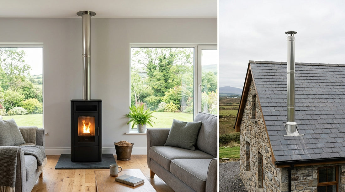Wood pellet stove chimney height requirements Ireland guide
