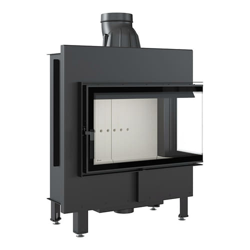 Steel fireplace KRATKI LUCY right 14 kW Ø 200 self closing door
