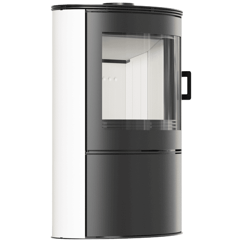 Tiled wood burning steel stove KRATKI AB S/2 Ø 150 10 kW white tile