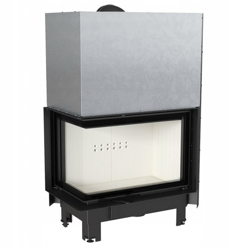 Steel fireplace KRATKI MBA left 17 kW Ø 200 Lift-up self closing door