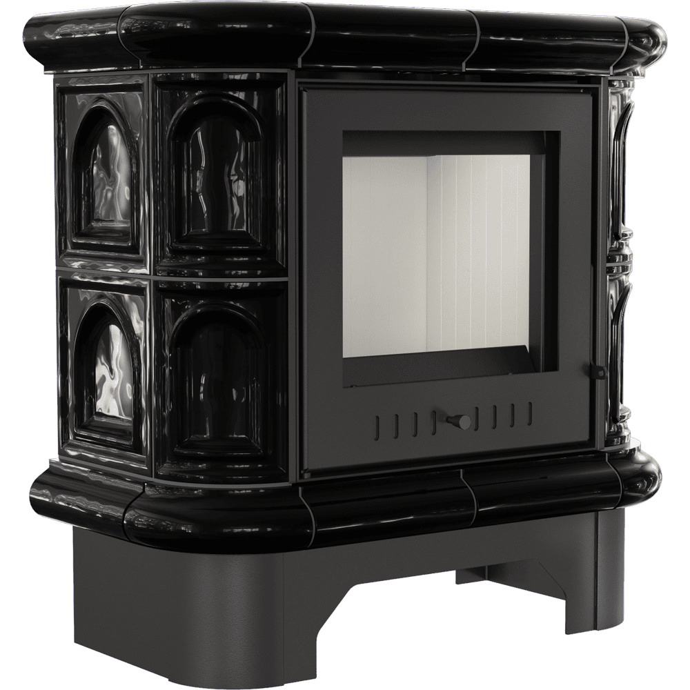 Tiled wood burning steel stove KRATKI WK440 Ø 130 5,5 kW black tile
