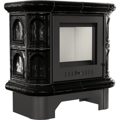 Tiled wood burning steel stove KRATKI WK440 Ø 130 5,5 kW black tile