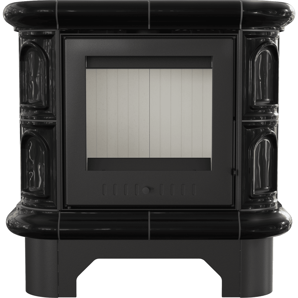 Tiled wood burning steel stove KRATKI WK440 Ø 130 5,5 kW black tile