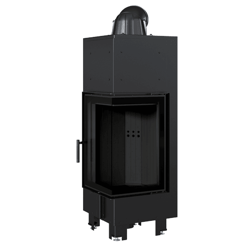 Steel fireplace KRATKI MBN right 10 kW Ø 200 black thermotec