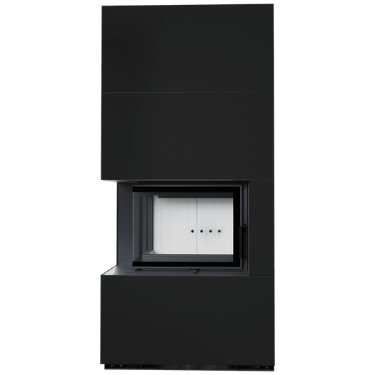 Modular fireplace KRATKI FLOKI left-sided 8 kW Ø 160 granite panels ZIMBKRATKI ABWE NERO