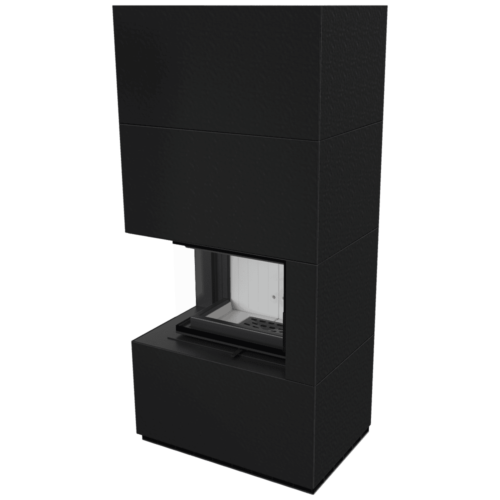 Modular fireplace KRATKI FLOKI left-sided 8 kW Ø 160 granite panels ZIMBKRATKI ABWE NERO