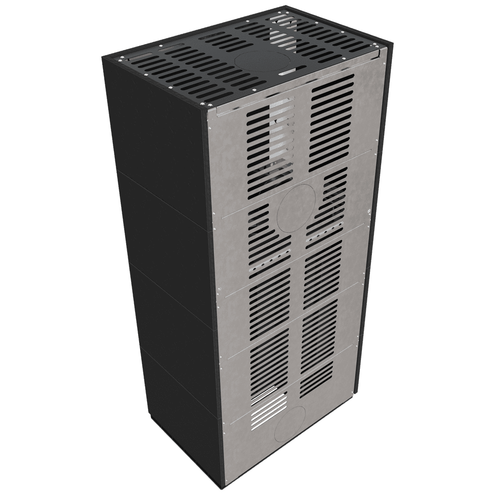 Modular fireplace KRATKI FLOKI left-sided 8 kW Ø 160 granite panels ZIMBKRATKI ABWE NERO