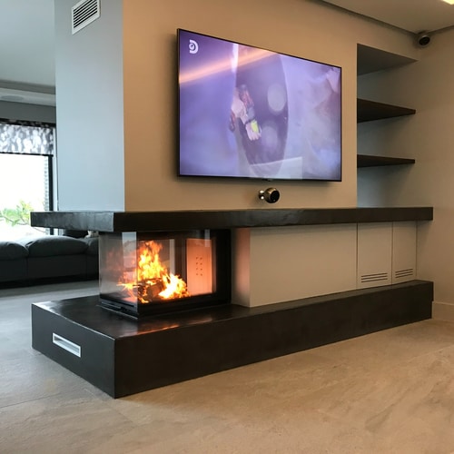 Steel fireplace NBU left right 11 kW Ø 200 Lift-up