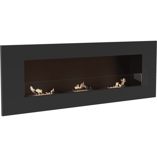 Wall mounted Bioethanol fireplace DELTA 3 black with glazing TÜV