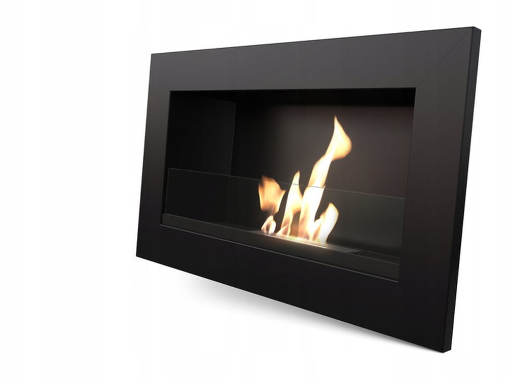 Wall mounted Bioethanol fireplace GOLF black with glazing TÜV