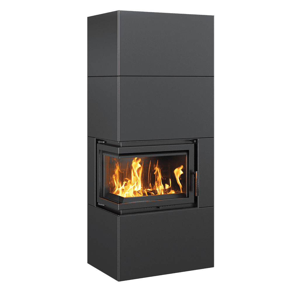 Modular fireplace Box 8 kW Ø 200 Black self closing door