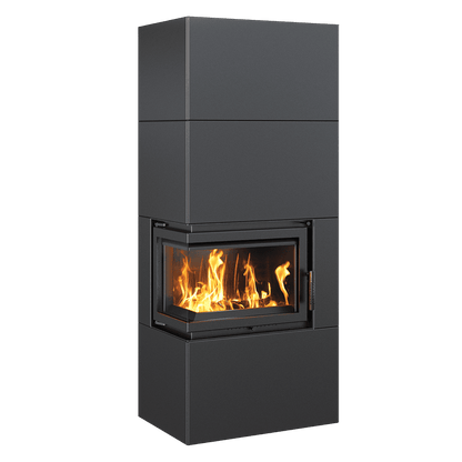 Modular fireplace Box 8 kW Ø 200 Black self closing door