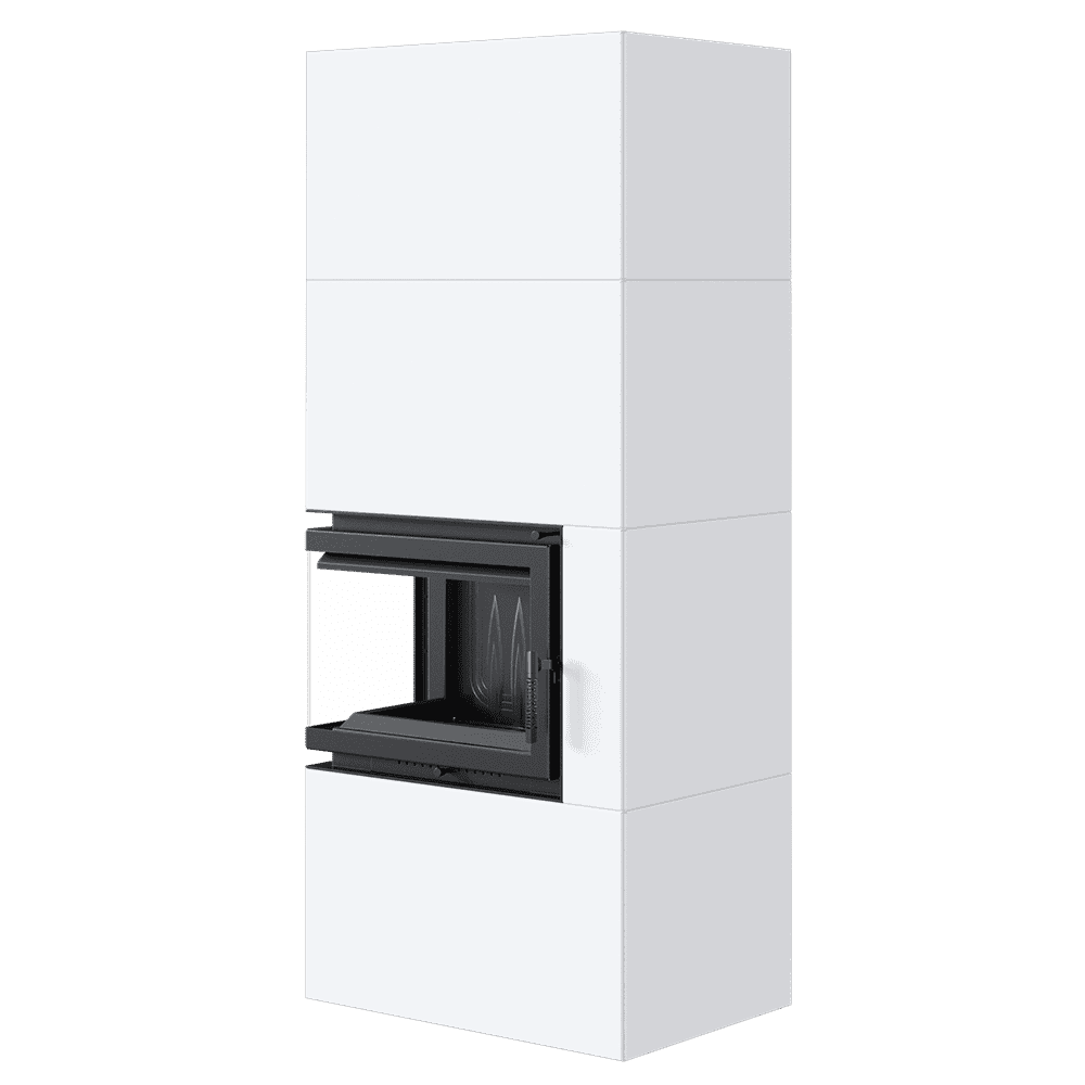 Modular fireplace Box 8 kW Ø 200 Bianco self closing door