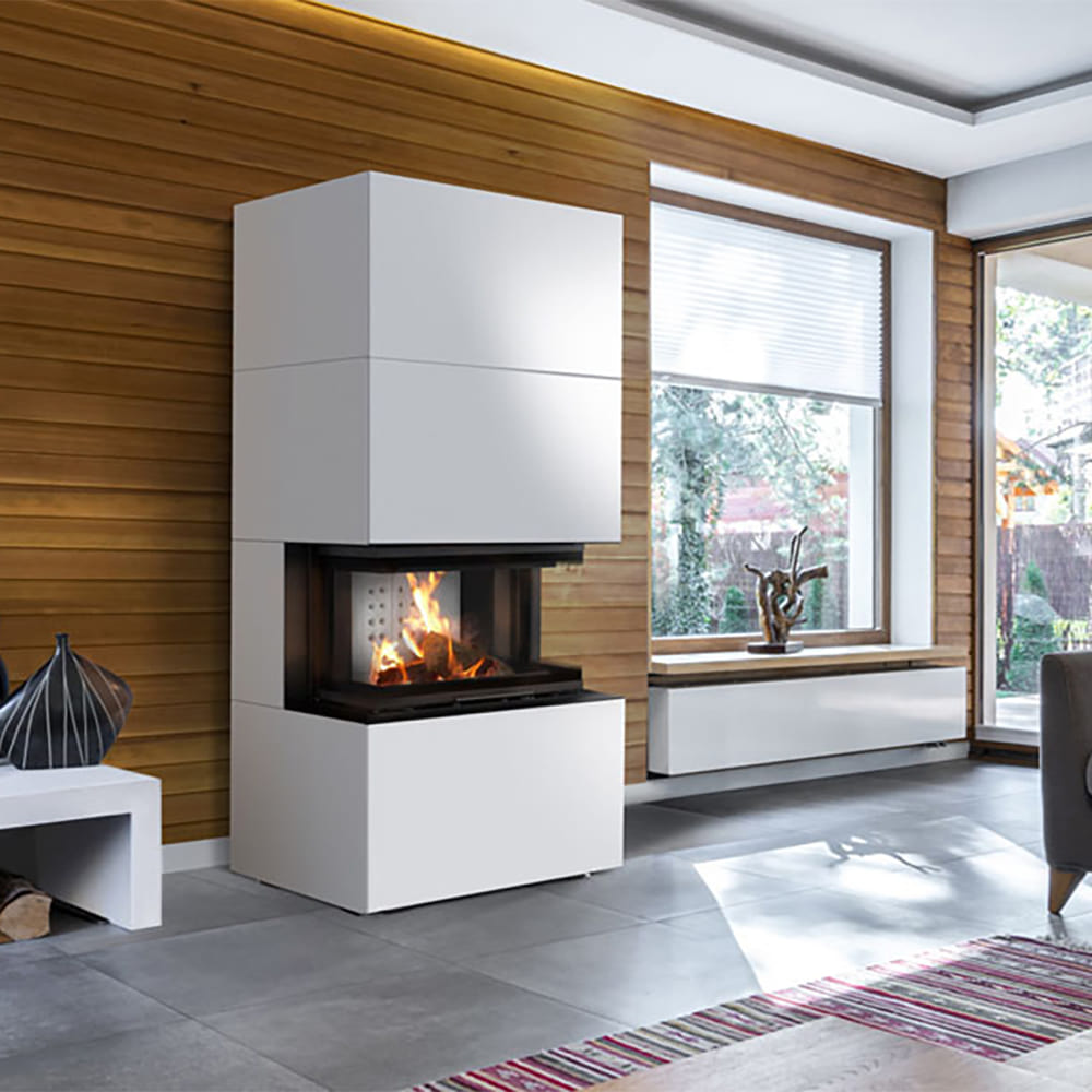 Modular fireplace KRATKI NBC/EASY BOX 7 kW Ø 160 steel casing Bianco