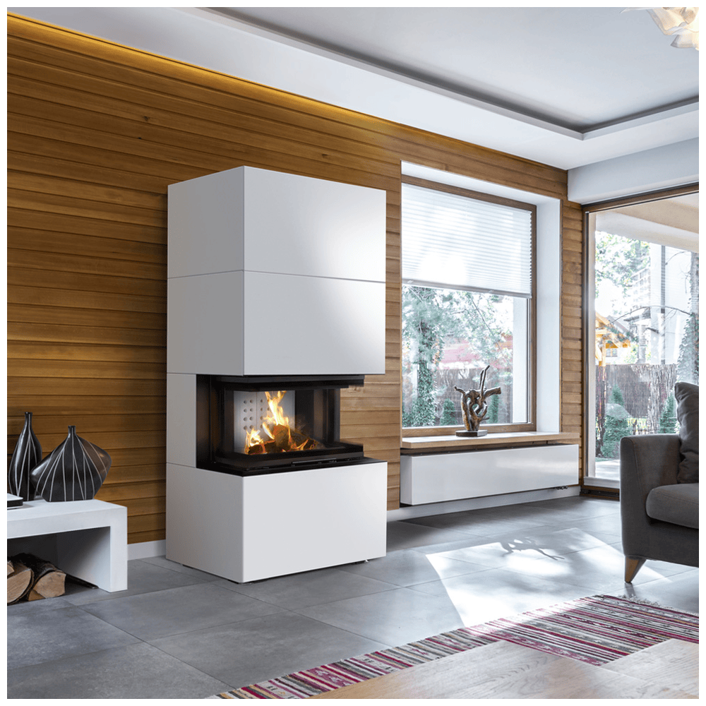 Modular fireplace KRATKI NBC/EASY BOX 7 kW Ø 160 steel casing Bianco
