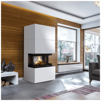 Modular fireplace KRATKI NBC/EASY BOX 7 kW Ø 160 steel casing White With closing doors