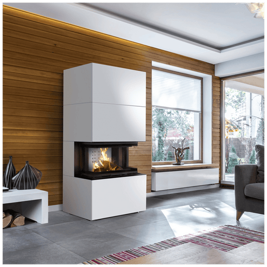Modular fireplace KRATKI NBC/EASY BOX 7 kW Ø 160 steel casing White With closing doors