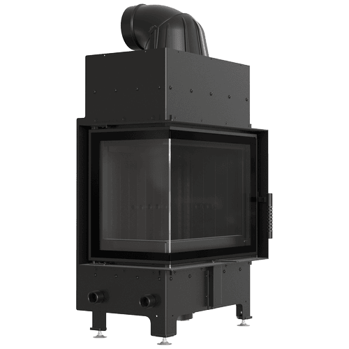 Steel fireplace FLOKI S left 8 kW Ø 160 black thermotec self closing door