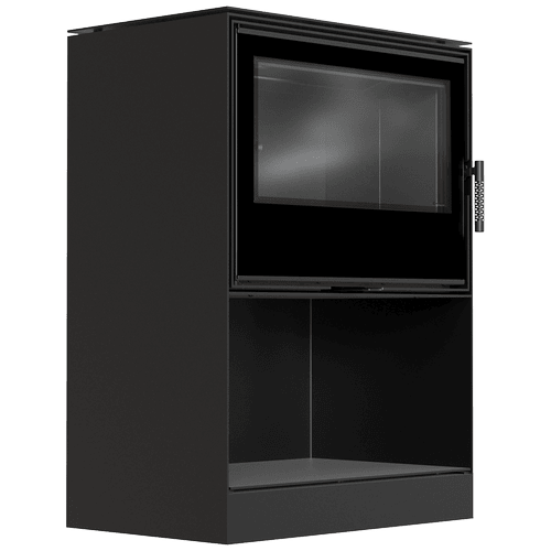 Wood burning steel stove KRATKI KARI 80 Ø 180 12 kW recess for wood black thermotec
