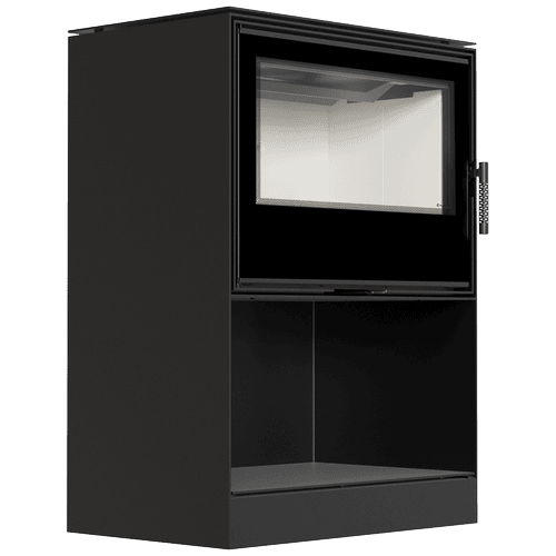 Wood burning steel stove KARI 80 Ø 180 12 kW recess for wood self closing door
