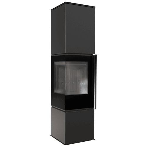 Wood burning steel stove KRATKI REN/L left Ø 150 7 kW black thermotec self closing door
