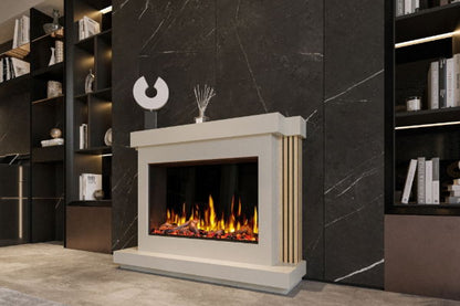 Cassaro L800 Floor Standing Electric Fireplace – Almond & Natural Oak