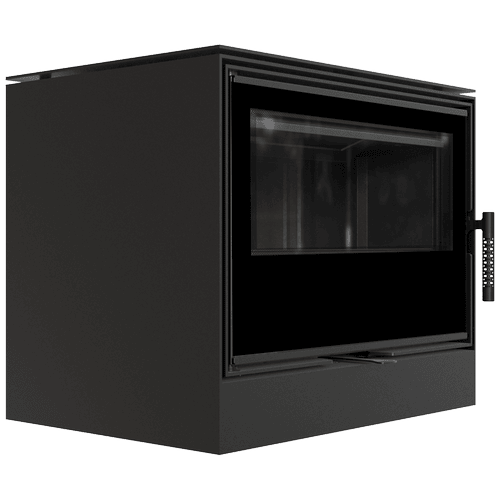 Wood burning steel stove KARI 70 Ø 150 8 kW black thermotec self closing door