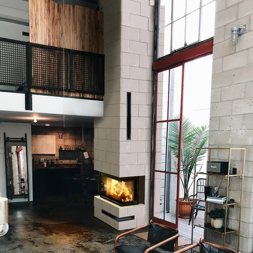 Steel fireplace KRATKI LUCY right 14 kW Ø 200