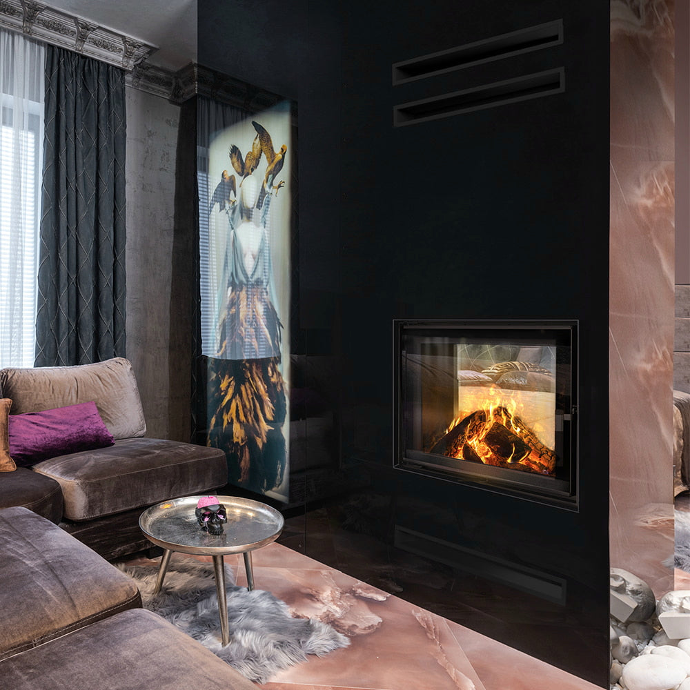 Steel air fireplace 12 kW Double glazing