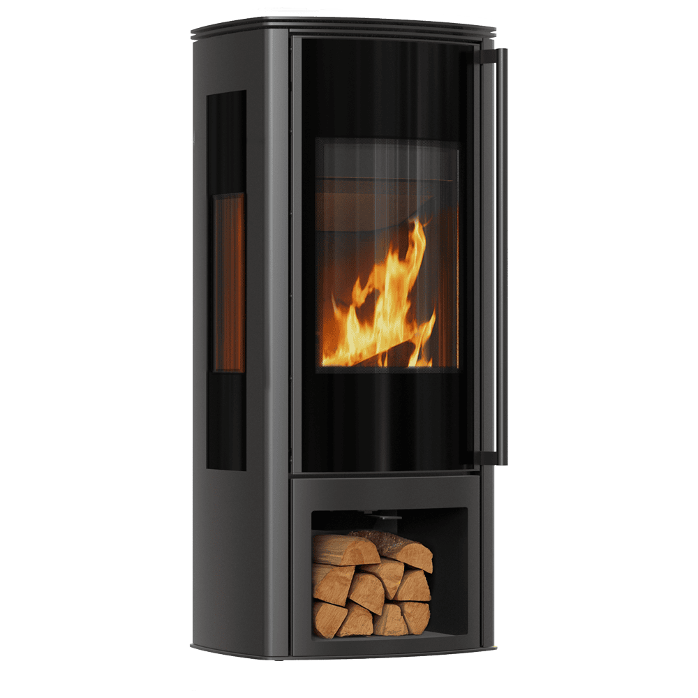 Freestanding stove KOZA AB ENYO R VIEW RECESS black lining