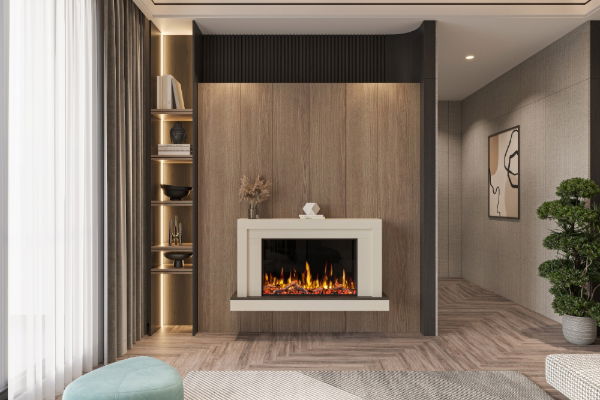 Livorno L800 Wall Mounted Electric Fireplace – Warm White & Woodgrain