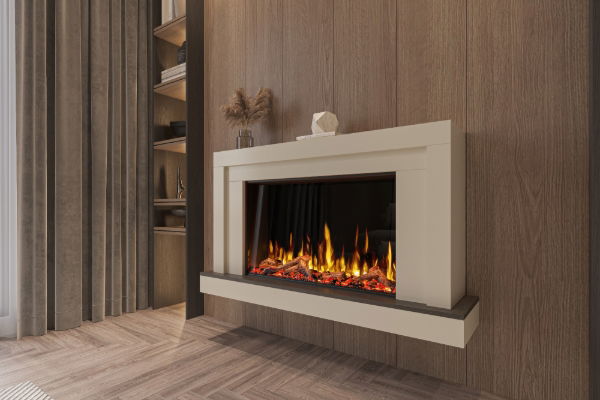 Livorno L800 Wall Mounted Electric Fireplace – Warm White & Woodgrain