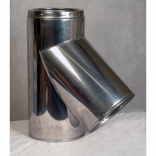 Flue Pipe 45 Degree Tee - 6" (with support bracket)