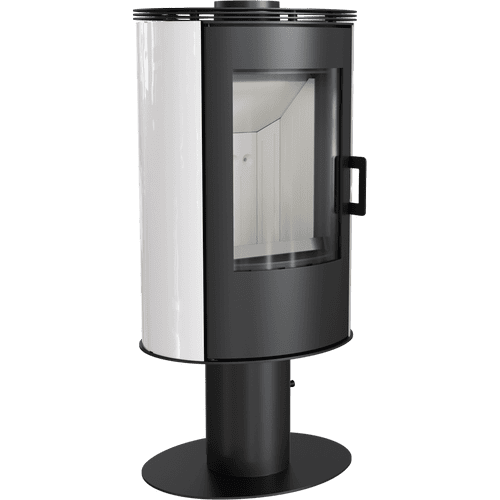 Tiled wood burning stove rotary KRATKI AB S/N/O/DR Ø 150 8 kW white tile