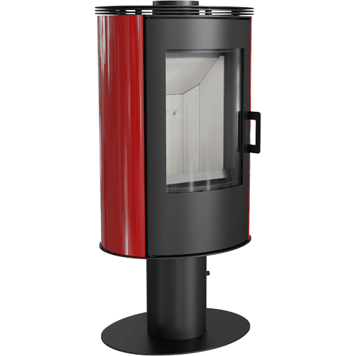 Tiled wood burning stove rotary KRATKI AB S/N/O/DR Ø 150 8 kW red tile