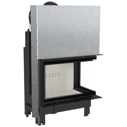 Steel fireplace KRATKI MBA right 17 kW Ø 200 Lift-up Bent glass