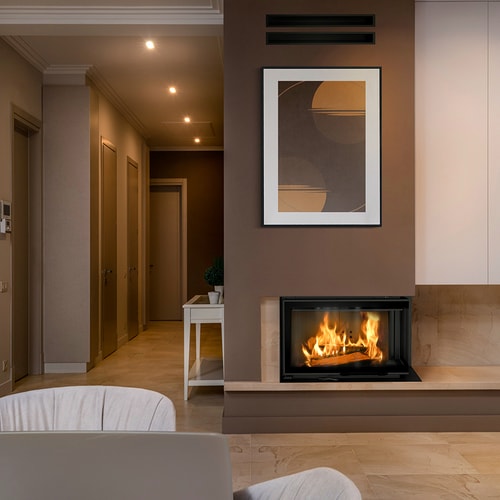 Steel fireplace KRATKI MBM right 10 kW Ø 200 Lift-up Bent glass