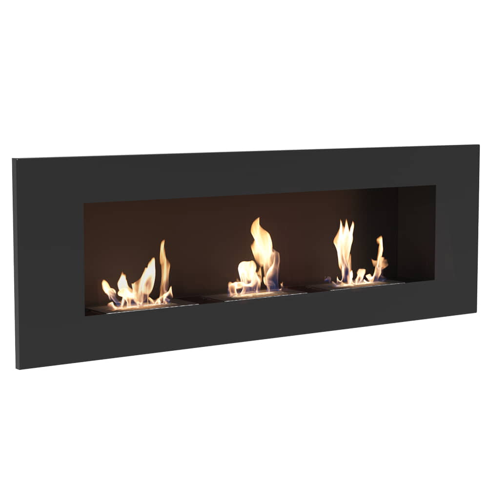 Wall mounted Bioethanol fireplace DELTA 3 black TÜV