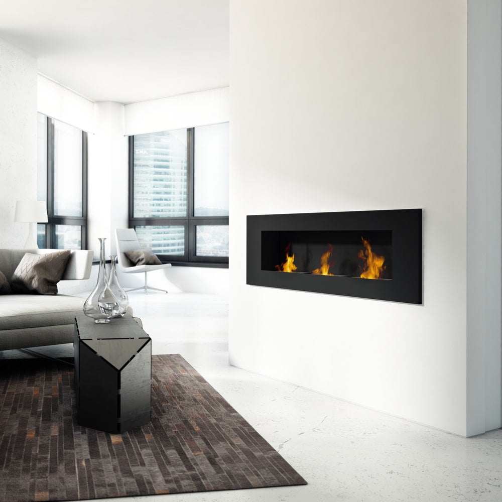 Wall mounted Bioethanol fireplace DELTA 3 black TÜV